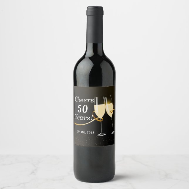 VIN-LABEL - hedrar till 50 år! Vinflaska Etikett (Framsida)