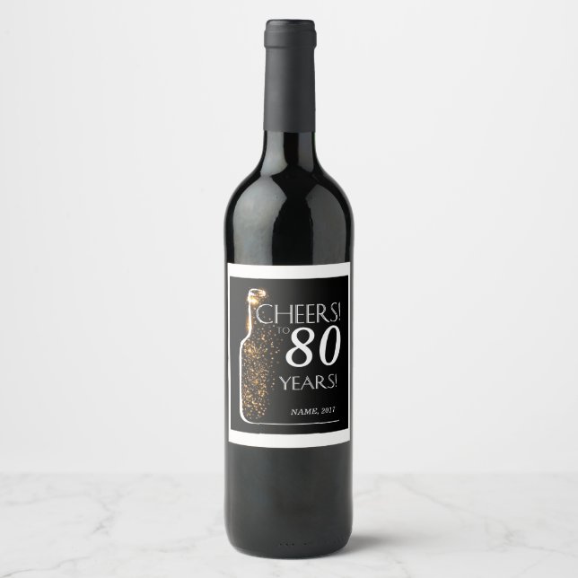 VIN-LABEL - hedrar till 80 år! Vinflaska Etikett (Framsida)