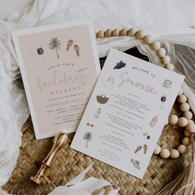 Vin Land Bachelorette Helg Itinerary & Inbjudningar (Skapare uppladdad)
