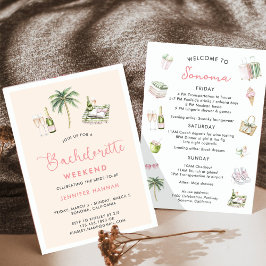 Vin Land Bachelorette Helg Itinerary Inbjudningar