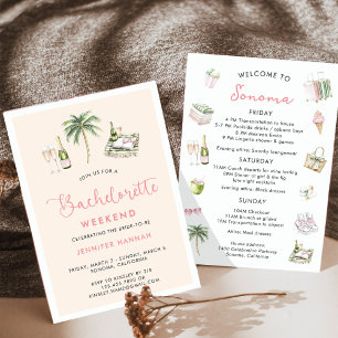 Vin Land Bachelorette Helg Itinerary Inbjudningar