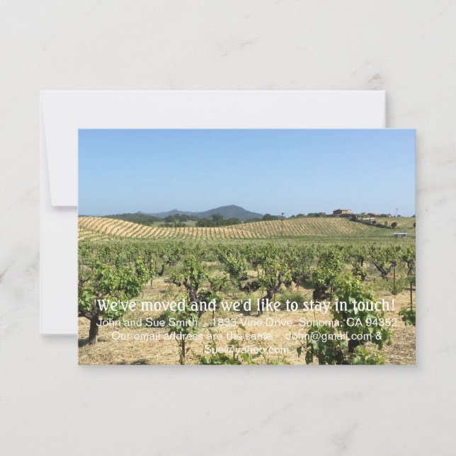 Vin Land Flytta Announcement Card Tack Kort (Framsida)
