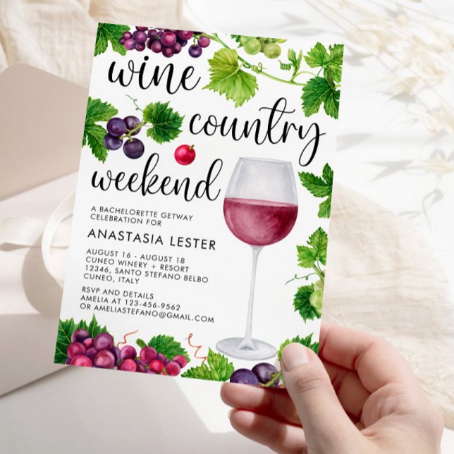 Vin Land Helg Bachelorette Party Inbjudningar (Skapare uppladdad)