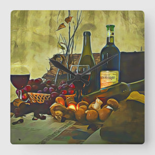 Vin Land Kitchen Décor Fyrkantig Klocka