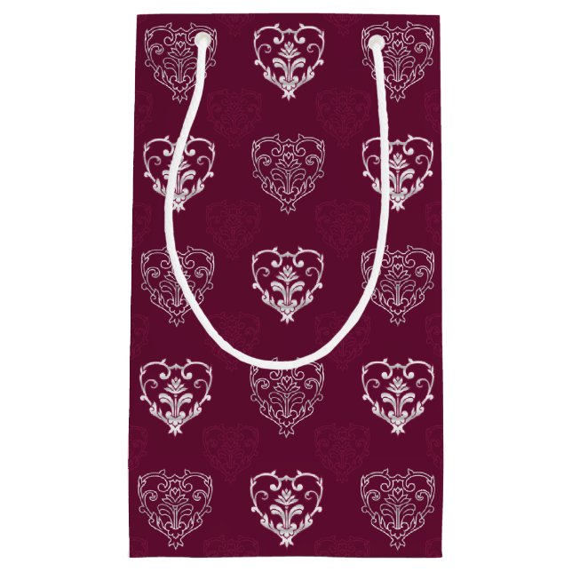 Vin Lila & Silver Hearts Patterned Gift Bag (Framsidan)