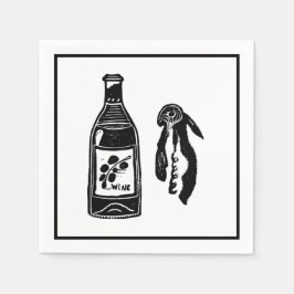 Vin Linocut Cocktail Party Napkins Pappersservett
