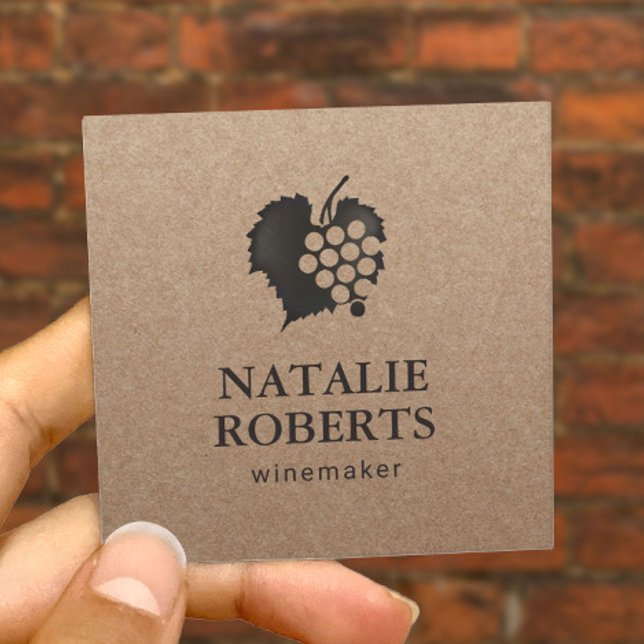 Vin Maker Sommelier Rustic Kraft Minimalist Fyrkantigt Visitkort (Skapare uppladdad)