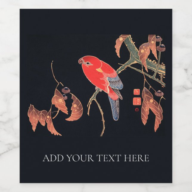 VIN-MÄRKEN: JAPANESE WOODBLOCK : ITÖ JUKUCHISSIS VINFLASKA ETIKETT (Singel etikett)