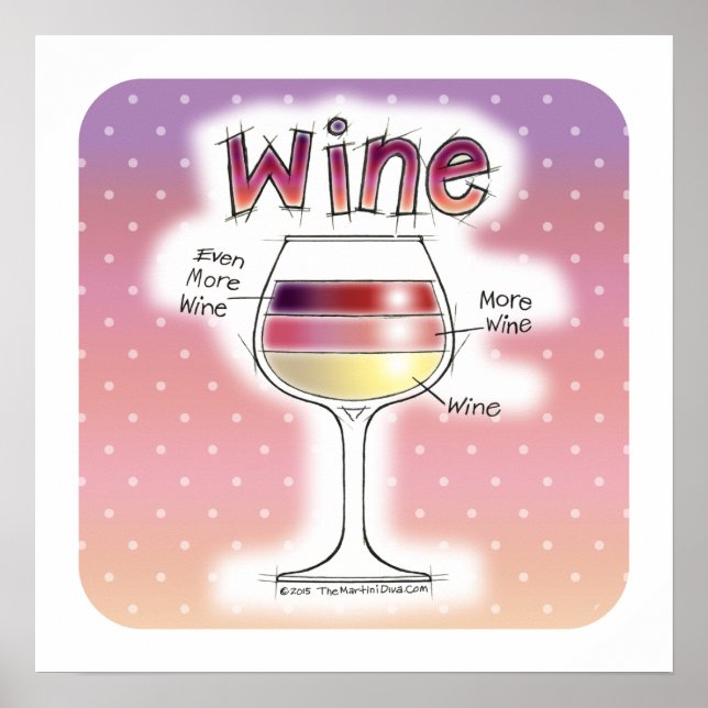 VIN, MER VIN, ÄVEN MER VIN 18" x 18" Poster (Framsidan)