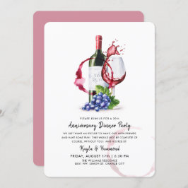 Vin & Middagstillfälle Jubileum Röd Stil Inbjudningar