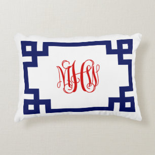 Vin Monogram DIY BG, vit marin röd grek Nyckel Prydnadskudde