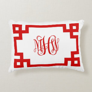 Vin Monogram DIY BG, vit röd grek Nyckel Prydnadskudde