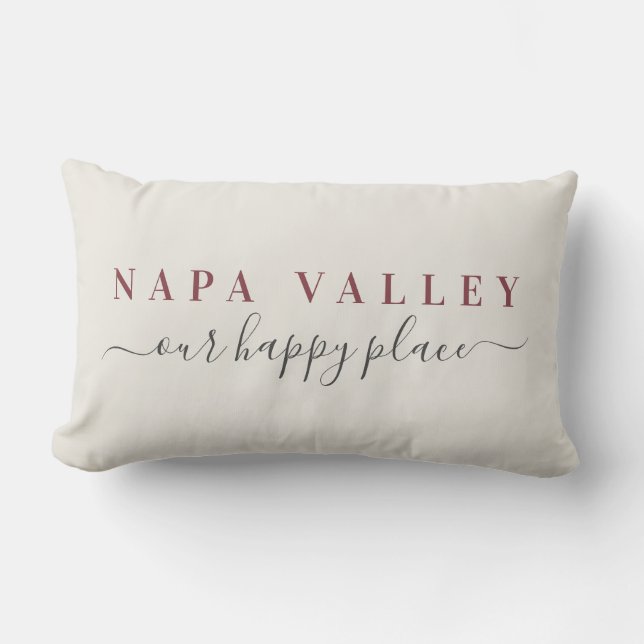 Vin Napa Valley Lycklig Ställe Lumbar Pillow Lumbarkudde (Framsida)