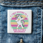 Vin och Awesomeness Dabbing Unicorn Knapp<br><div class="desc">Knappen Vin och Awesomeness Dabbing Unicorn - Det handlar om prioriteringar i livet! Den här magiska enhörningen i färg-bakgrunden är bara ett svar på vin,  medvetande och glitter! Stil med Unicorn-magi när du kliver ut med den här fantasi fyllda encorn-knappen.</div>