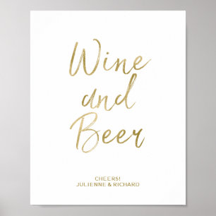 Vin och Beer 8x10 Guld Faux Foil Sign Poster