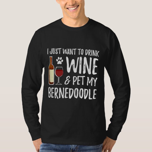 Vin och Bernedoodle för Bernedoodle Hund Mamma T Shirt (Framsida)