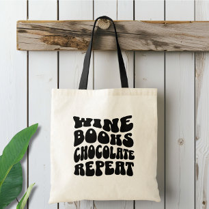 Vin och Bok Klubb Retro Tote Bag Tygkasse
