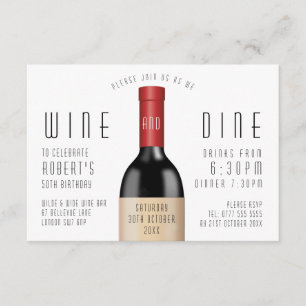 Vin och Dine Birthday Celebration Inbjudningar