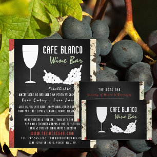 Vin och druvor, Blommigt-chalkboard Vin Pub/Winery Reklamblad