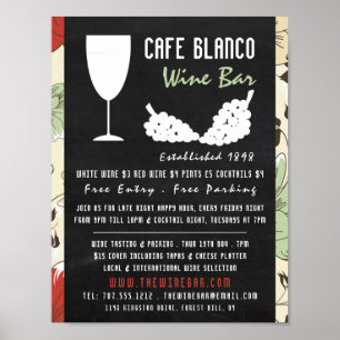 Vin och druvor, Blommigt, , , Vin Pub/Winery Poster