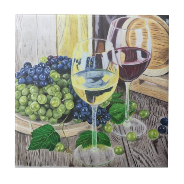 Vin och druvor kakelplatta (Framsidan)