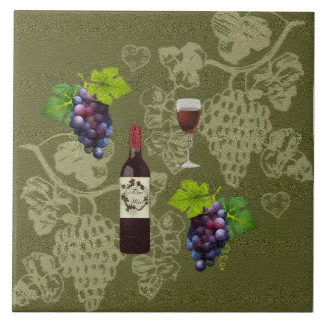 Vin och druvor kakelplatta (Framsidan)