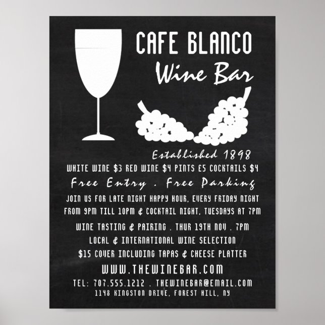 Vin och druvor, Vin, Pub och Winery Advert Poster (Framsidan)