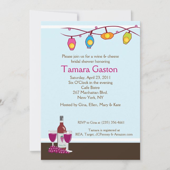 Vin- och för ost 5x7 möhippainbjudan inbjudningar (Framsida)