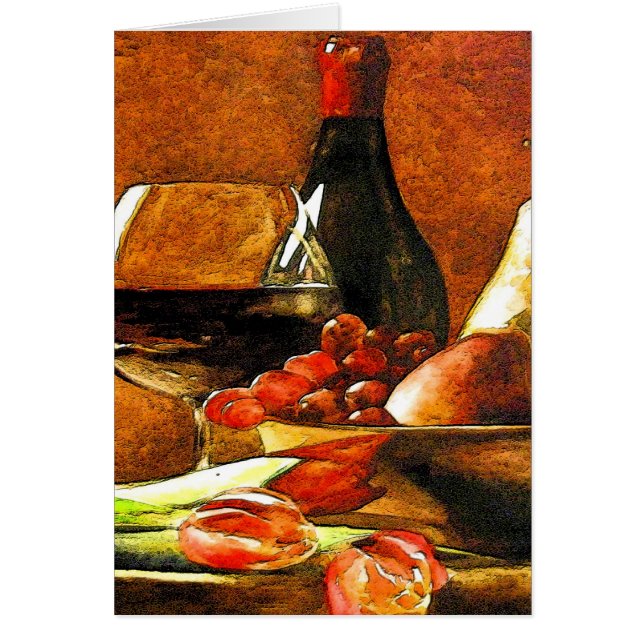 Vin och fruktkort hälsningskort (Framsidan)