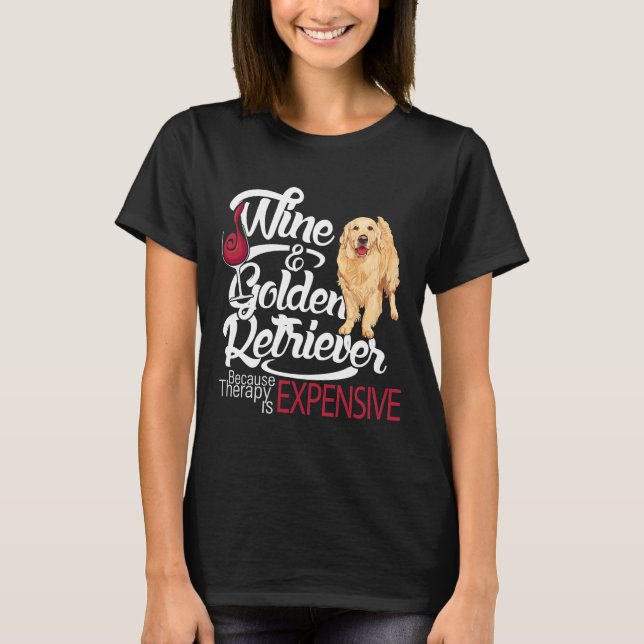 Vin och Golden Retriever Passande T Shirt (Framsida)