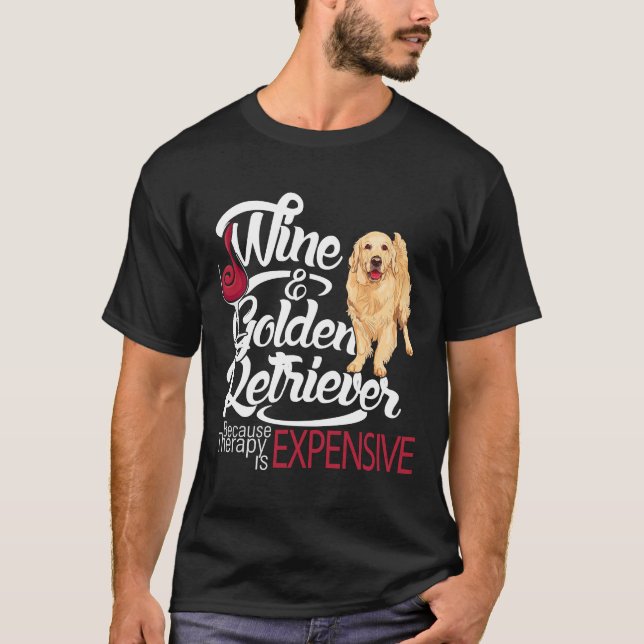 Vin och Golden Retriever Passande T Shirt (Framsida)