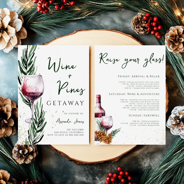 Vin och Gräs Guld jul Bachelorette Helg Inbjudningar (Skapare uppladdad)
