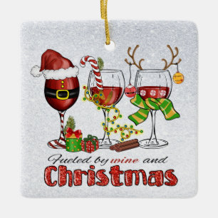 Vin och jul julgransprydnad keramik