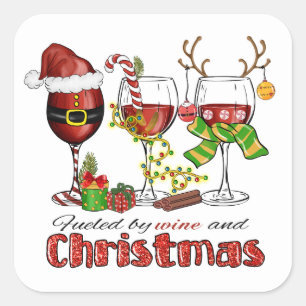 Vin och julstämmare fyrkantigt klistermärke