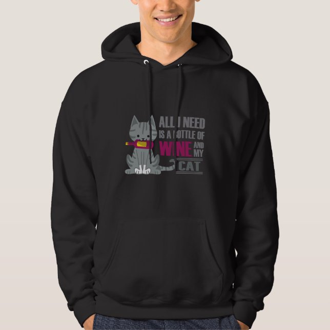 Vin och katter hoodie (Framsida)