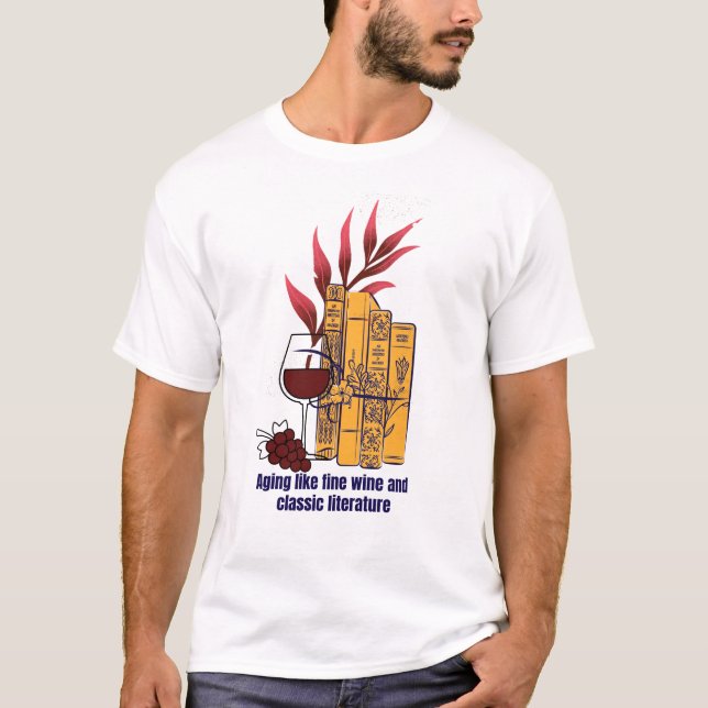 Vin och klassisk litteratur t shirt (Framsida)