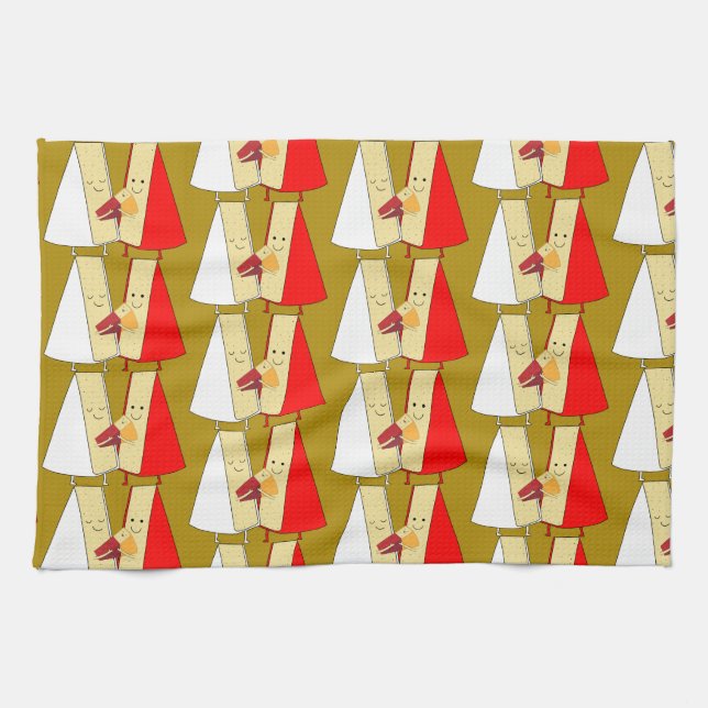 Vin och ost Älskare Kökshandduk (Horisontell)