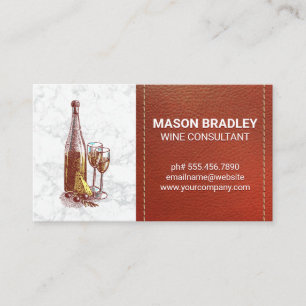 Vin och ost Marble with Stitched Leather Visitkort