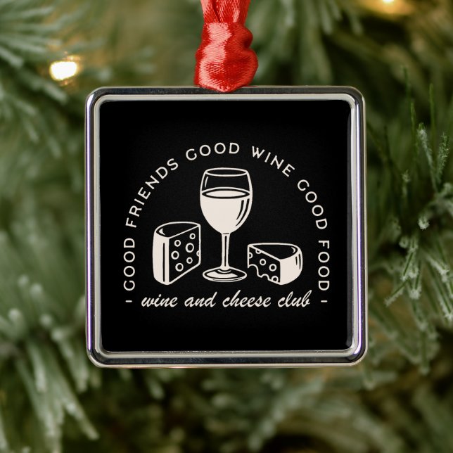 Vin och ost party nattlustig svart julgransprydnad metall (Träd)
