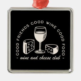 Vin och ost party nattlustig svart julgransprydnad metall