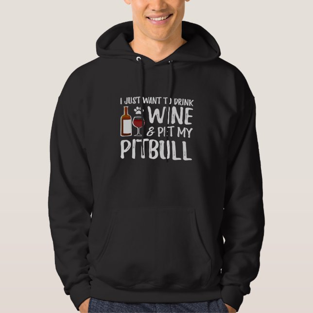 Vin och Pitbull för Pitbull Hundmamma Hoodie (Framsida)