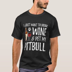 Vin och Pitbull Hoodie för Pitbull Hund Mamma T Shirt