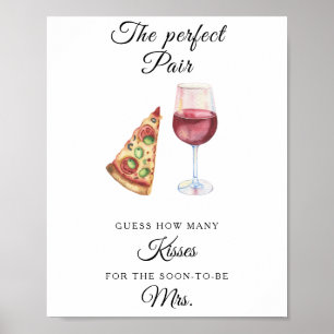Vin och Pizza möhippa Hur många kyssar Poster