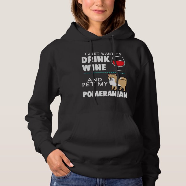 Vin och Pommern Hund Funny Apparel T Shirt (Framsida)