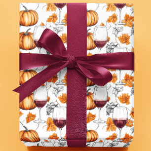 Vin och Pumpkins Watercolor Autumn Presentpapper