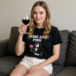 Vin och rosa pingvin t shirt