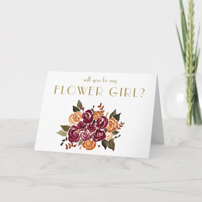 Vin och rosor Vill du vara min blomsterflicka? Inbjudan (Framsida)