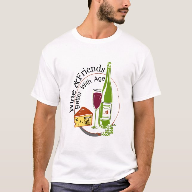 Vin och vänner bättre med åldern t shirt (Framsida)