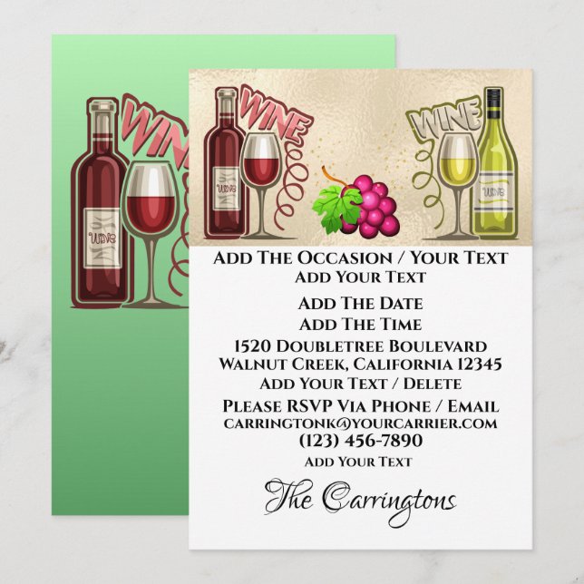 Vin och vänner inbjudningar (Fram/baksida)