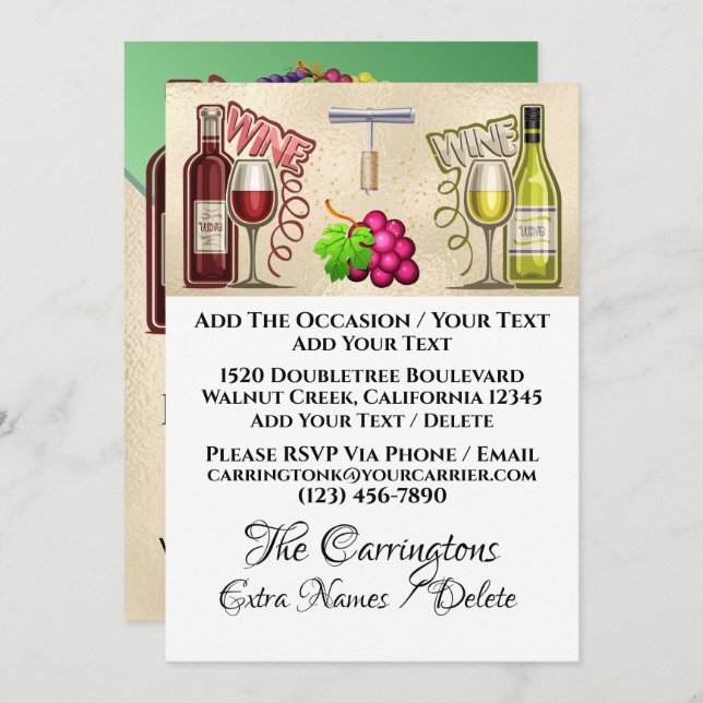 Vin och vänner - se Tillbaka - Inbjudningar (Fram/baksida)